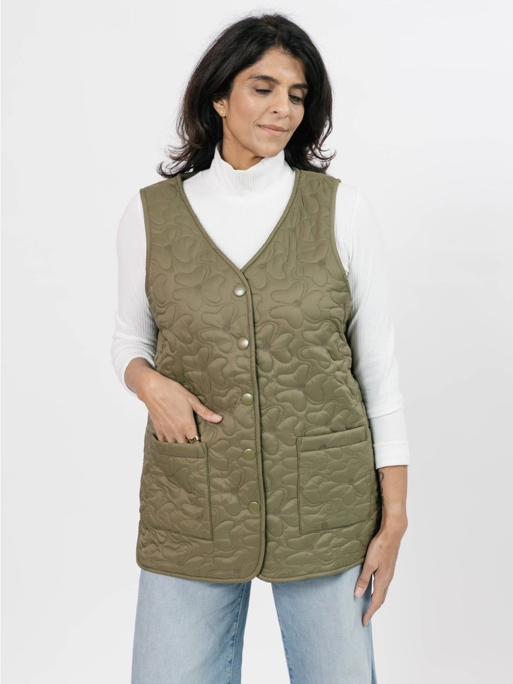 Smash + Tess Burnt Olive Carson Quilted Vest Sz XS/S